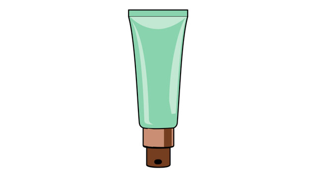Professional minimalist vector illustration of a green cosmetic tube packaging icon, ideal for beauty, skincare, or healthcare branding, scalable flat design element for digital marketing.