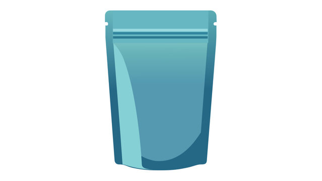 Teal stand-up pouch packaging container vector icon illustration. Flat minimalist design of a flexible plastic bag with a zip lock for food or retail products, scalable AI-generated graphic.
