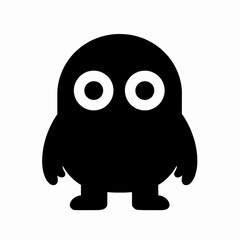 Fototapeta premium Minimalist Black Vector Illustration of a Single Friendly Monster Character with Large White Eyes and Tentacle Legs, Isolated on White Background for Modern Graphic Design and Tech Concept