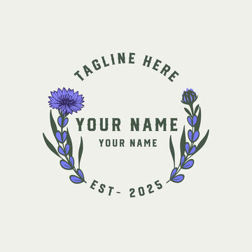 Template for a business logo with floral design