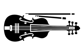 Fototapeta premium viol silhouette illustration for baroque string musical instrument design