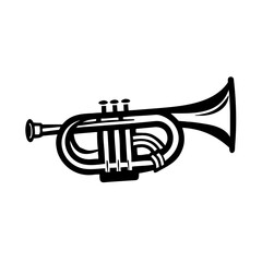 Obraz premium cornet icon silhouette illustration for brass musical instrument jazz band design