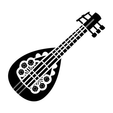 rebab icon silhouette illustration for traditional middle eastern string musical instrument design