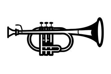 Obraz premium piccolo trumpet musical instrument silhouette illustration for orchestra jazz and classical music design