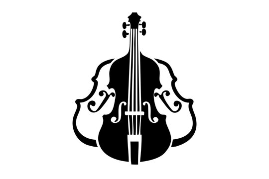 double bass string musical instrument silhouette illustration for orchestra jazz and classical music design