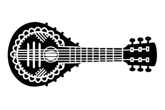 charango traditional string musical instrument silhouette illustration for folk and latin american music design