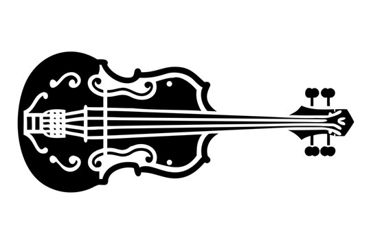 bass viol string musical instrument silhouette illustration for classical orchestra and concert design