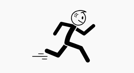 Fototapeta premium A stick figure running with a determined expression, showcasing movement and energy