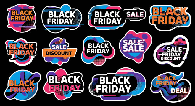 Black Friday Sale Stickers: Dynamic Labels for Retail Promotions and Discounts