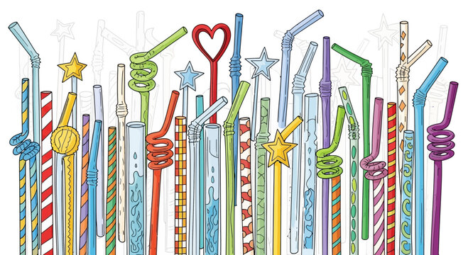 Colorful Drinking Straws Collection: Fun Shapes, Patterns, and Bright Colors