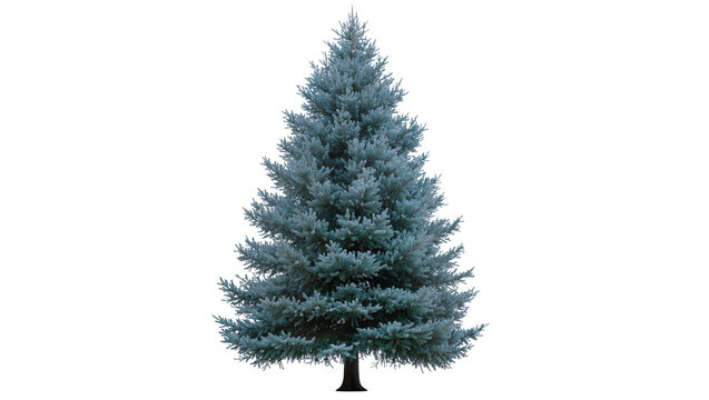 Isolated evergreen blue spruce tree with lush foliage, perfect for holiday and winter themes.