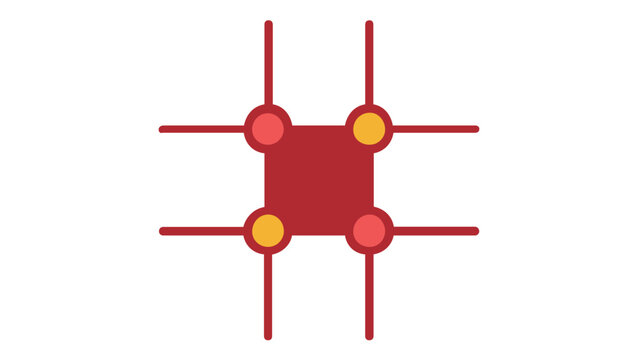 Abstract red and yellow layout module vector icon illustration. Minimalist geometric design element for UI/UX, grid systems, and web architecture. Scalable flat graphic for modern digital apps.