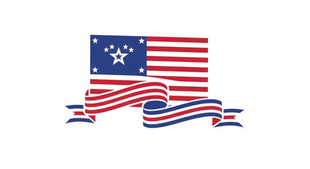 Fototapeta premium American flag with ribbon banner waving patriotic symbol red white blue colors star spangled banner usa national flag icon with flowing ribbons freedom symbol united states flag