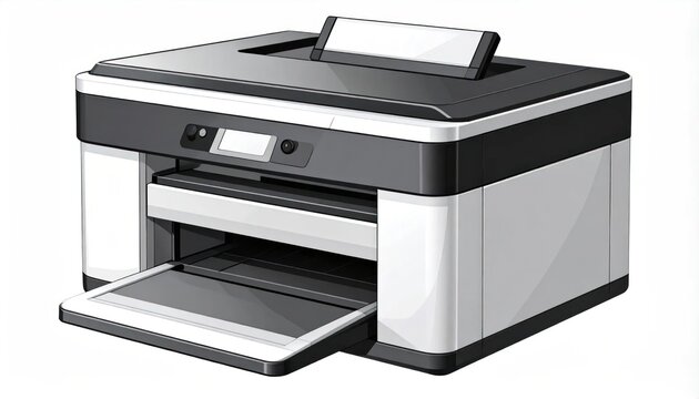 Modern All-in-One Printer Scanner Copier Device.
