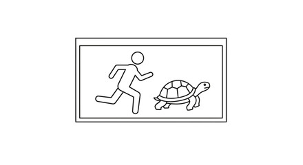 Fototapeta premium Running Man Chasing a Slow Turtle Icon