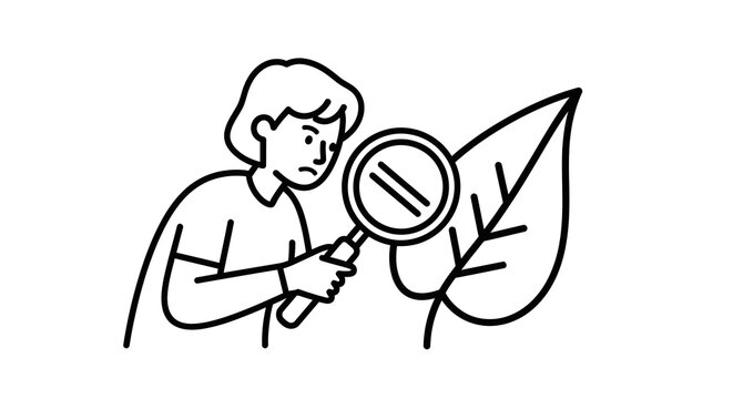 Person Using Magnifying Glass Closeup.