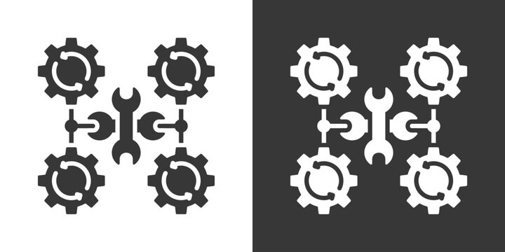 Maintenance Icon Set Vector Collection Isolated In Black And White