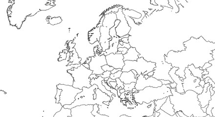 Fototapeta premium Blank Outline Map of Europe with Country Borders - Political Geography