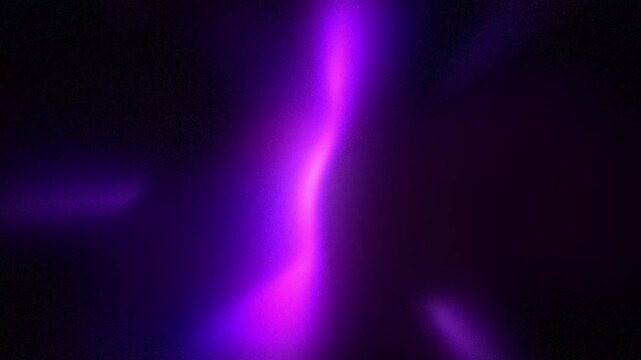 Purple violet gradient light leak overlay with dust scratches and motion blur light, retro film noise texture light flare on black background