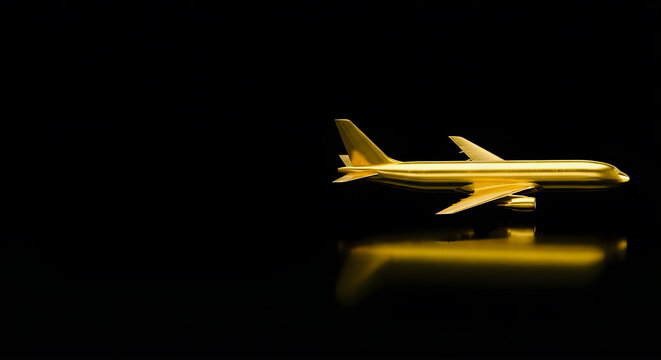 Luxury polished aged gold and black obsidian global commerce concept, logistics shipping and supply chain success background with large copy space