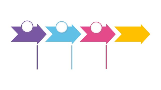 Four Step Horizontal Timeline Process Arrows Animated Infographic