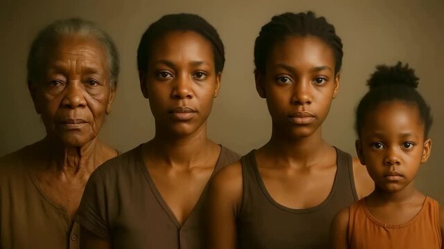 Family portrait showing three generations of african women