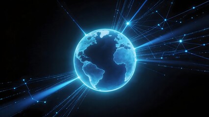 Obraz premium Glowing blue globe with network connections