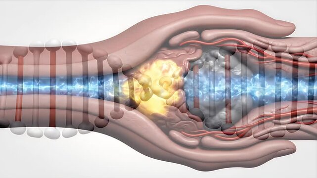 Close-up 3D CGI Medical Animation of Human Hand Phalanges and Metacarpals in Blue and Grey Tones with Subtle Lighting on a Clean White Background for Educational Purposes