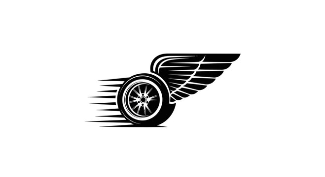 Winged Wheel Emblem Symbolizing Speed and Motion in Transportation.