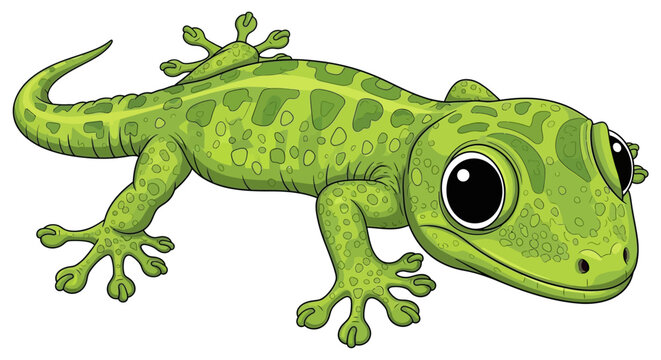 Green Gecko Cartoon Character Illustration.