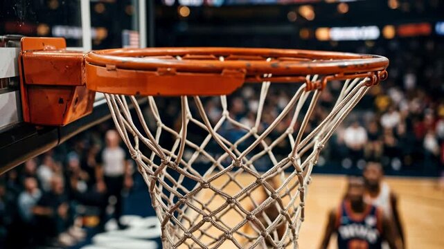 Close-Up of a Basketball Player Dunking the Ball