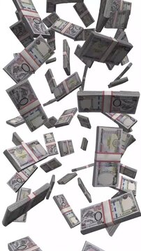 Vertical Nepal Money, Falling Nepalese Rupee Bills, Mount Everest Cash Stacks, 4K