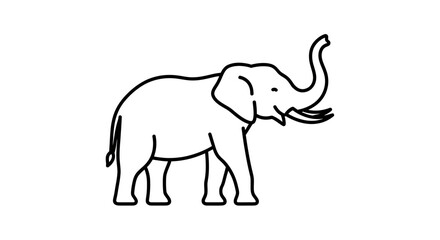 Fototapeta premium Stylized line art of an elephant with trunk raised