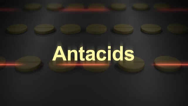 Typography over Chewable Pills on Conveyor Belt - Antacids