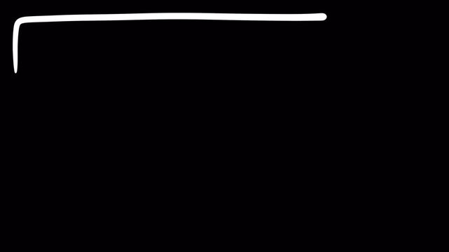 Hand drawn frame animation with white border for title screen. Animated scribble rectangle frame with minimal white outline for overlay. Horizontal frame hand drawn and animated loop stop motion. 4K