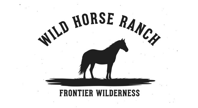 Wild Horse Ranch Frontier Wilderness Logo with Horse Silhouette.