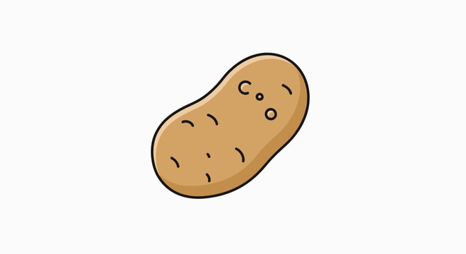 Cartoon potato with subtle facial features and dimples on a white background
