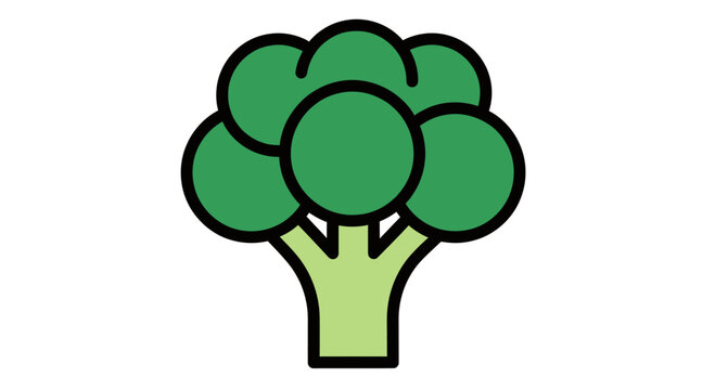 A simple, bold green broccoli icon with a light green stem
