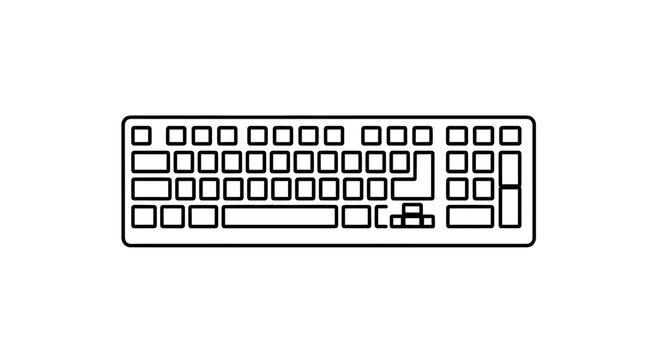 A simple, outline-style illustration of a computer keyboard