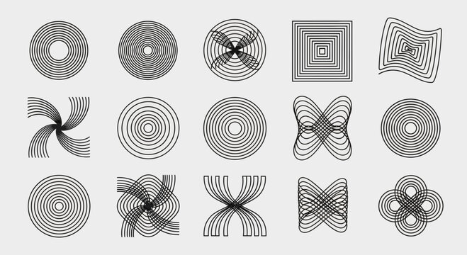 Abstract Geometric Shapes, Retro Op Art Patterns, Minimalist Design Elements