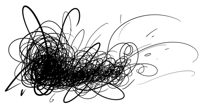 Chaotic Black Scribble Lines Abstract Background