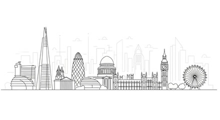 Fototapeta premium London Skyline Silhouette: Iconic Landmarks in a Minimalist Line Drawing
