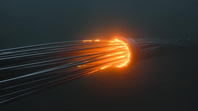 Deep sea fiber optic cables glowing rhythmic green pulse suddenly turning chaotic cyber disruption visualization