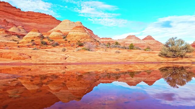 Twin Buttes Reflection along The Wave Trail in Coyote Buttes North Arizona