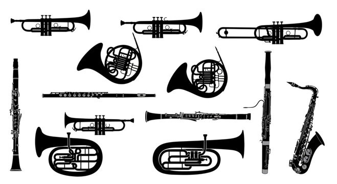 Orchestral and Brass Musical Instruments Silhouette Collection