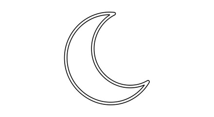 A simple black outline of a crescent moon shape on a white background © gudangPIXEL
