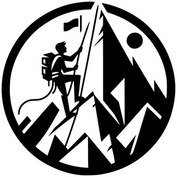 Conquering Peaks: An emblem of relentless determination, an individual fearlessly scaling a mountain, their sights set on summit, with flag waving proudly in the backdrop.