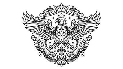 Fototapeta premium Eagle Bird with Crown Wings Spread.