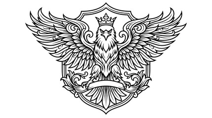 Fototapeta premium Eagle with crown and wings spread.