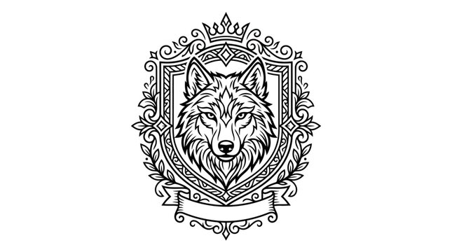 Wolf head illustration in crest.
